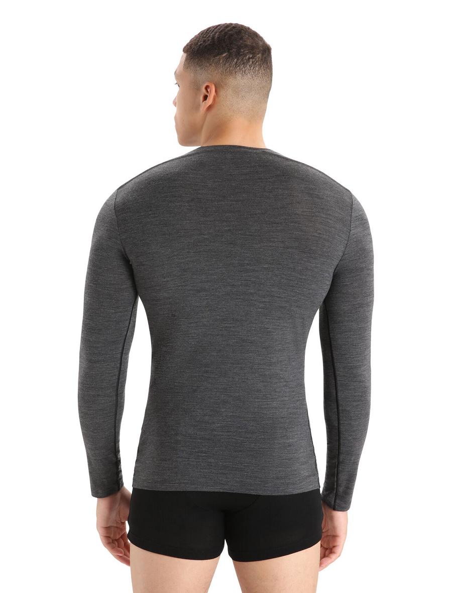 Men's Icebreaker Merino Anatomica Long Sleeve Crewe T-Shirt Underwear Jet Heather | CA 1656BEXC